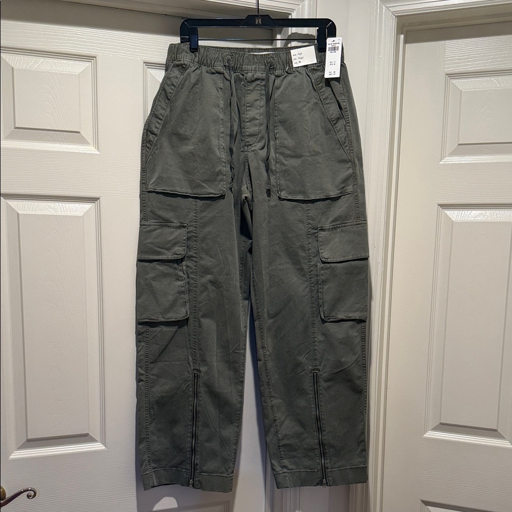 Abercrombie & Fitch Olive Green Wide Leg Cargo Jumpsuit Pants